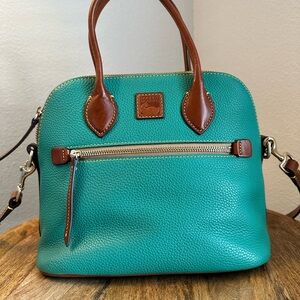 Dooney & Bourke Teal and Brown Satchel